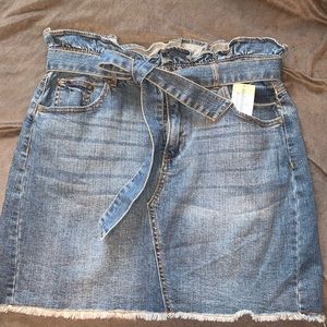 Paper Bag Waist Style Jean Skirt